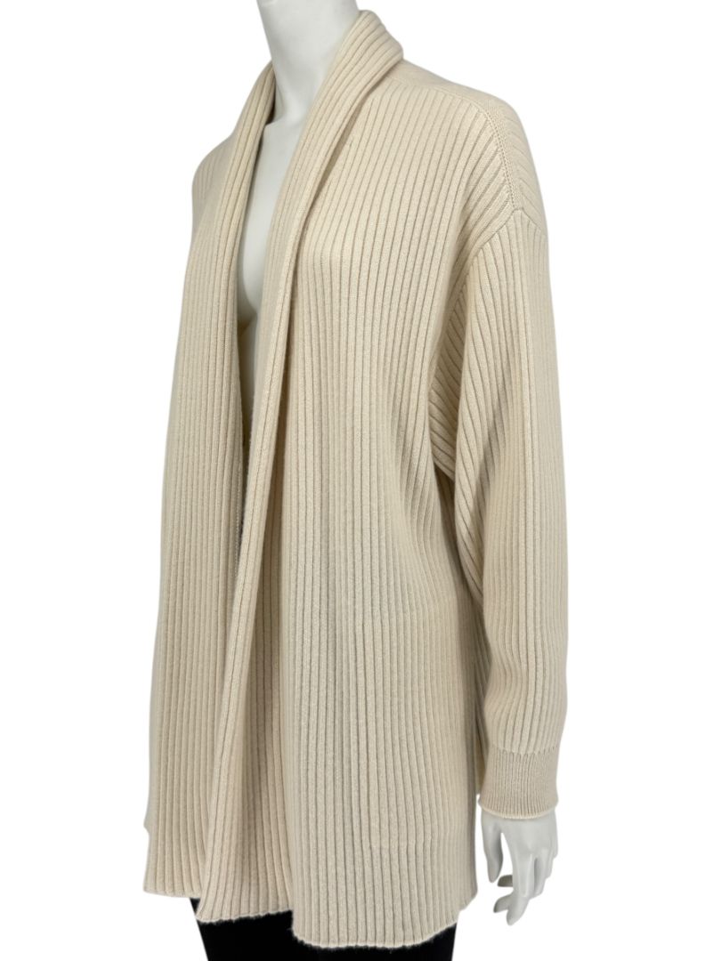 Loro Piana Beige Baby Cashmere Ribbed Open Cardigan – Size S