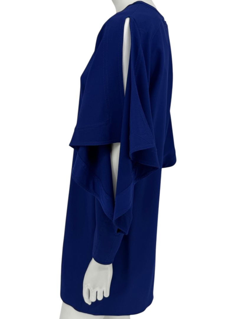Pamella Roland Cobalt Blue Cape Sleeve Shift Dress – Large