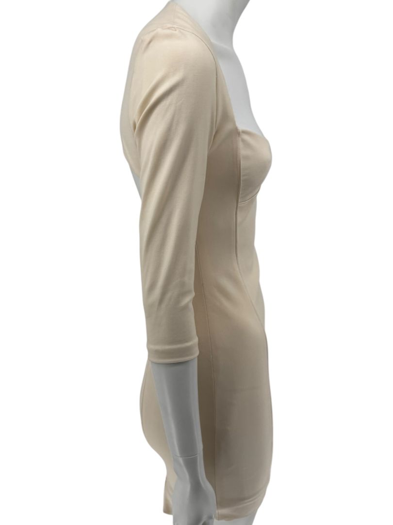 Pamella Roland Cream Bodycon Cut-Out Back Dress - Size 4