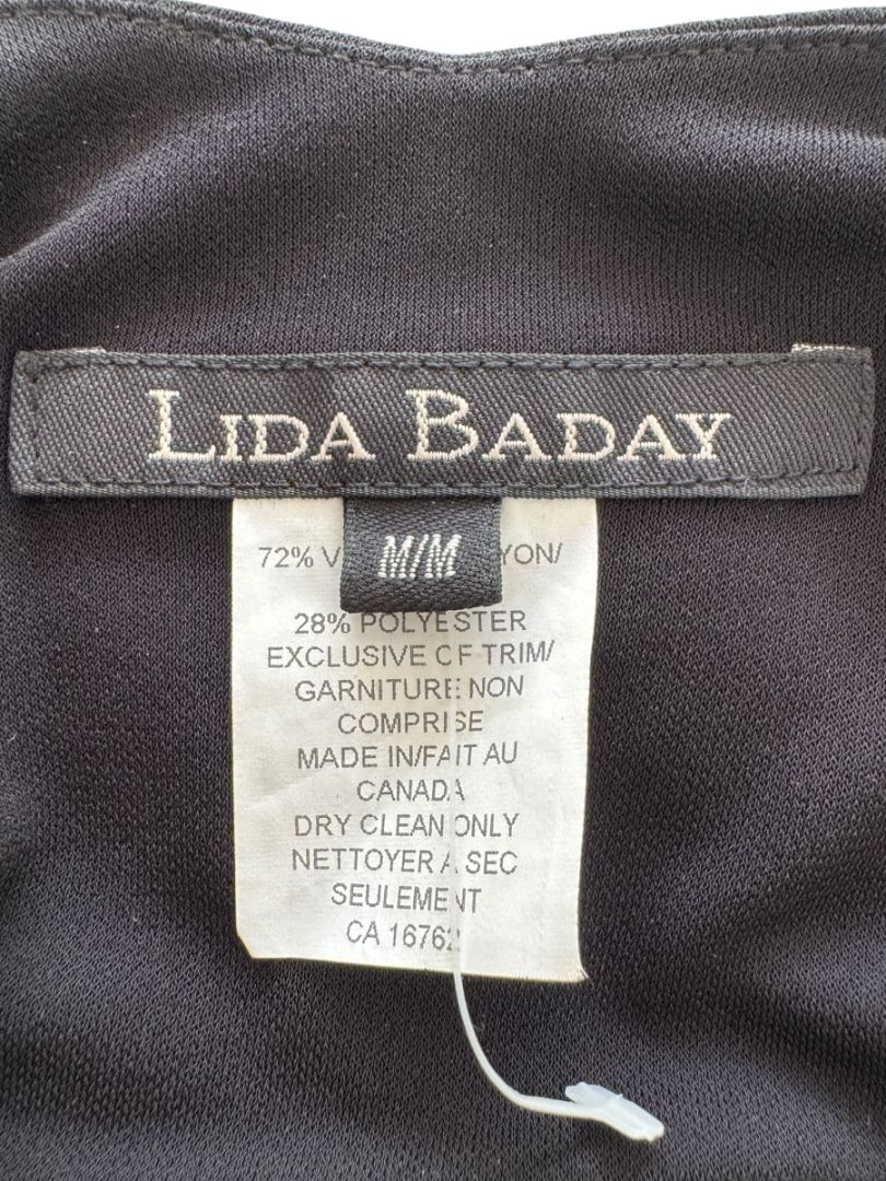 Lida Baday Black Sleeveless Midi Dress with Lace Trim – Size M