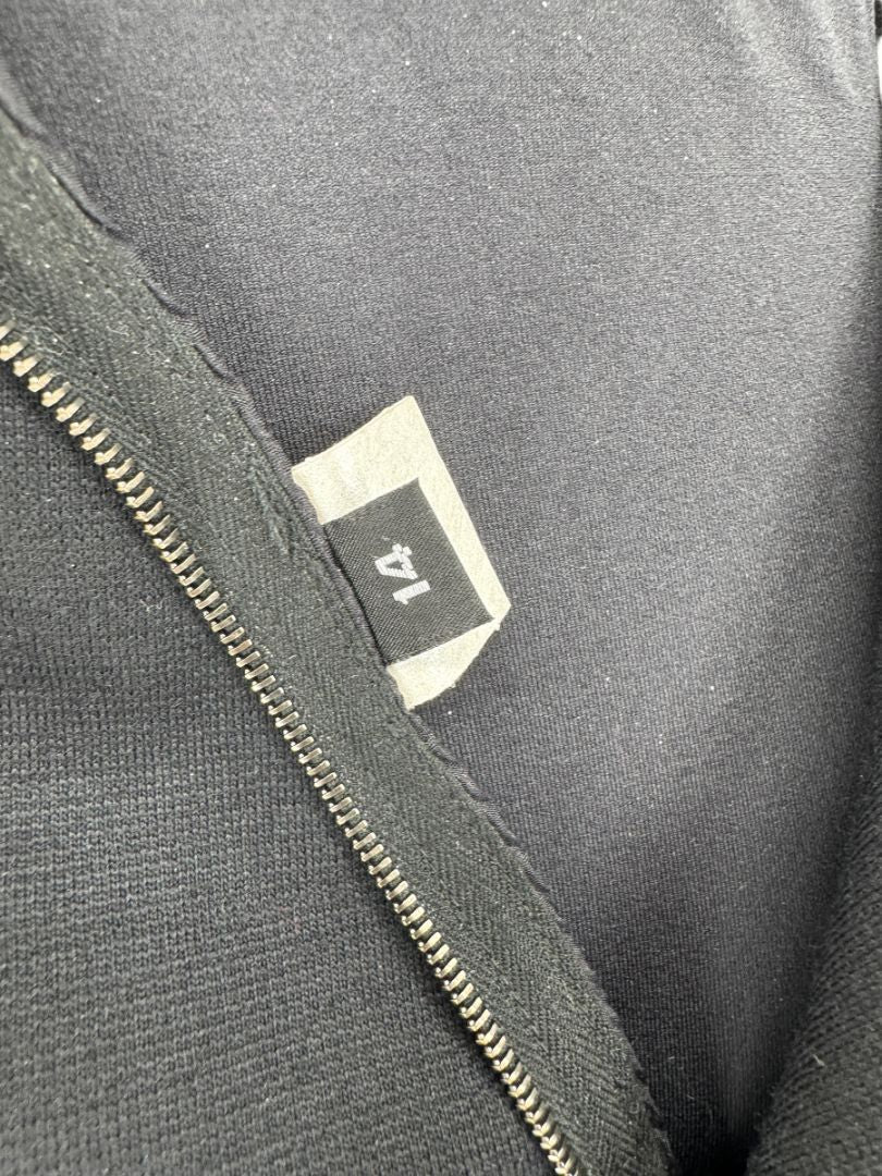 Douglas Hannant Black Wool Wrap-Style Skirt with Nappa Leather Trim – Size 14