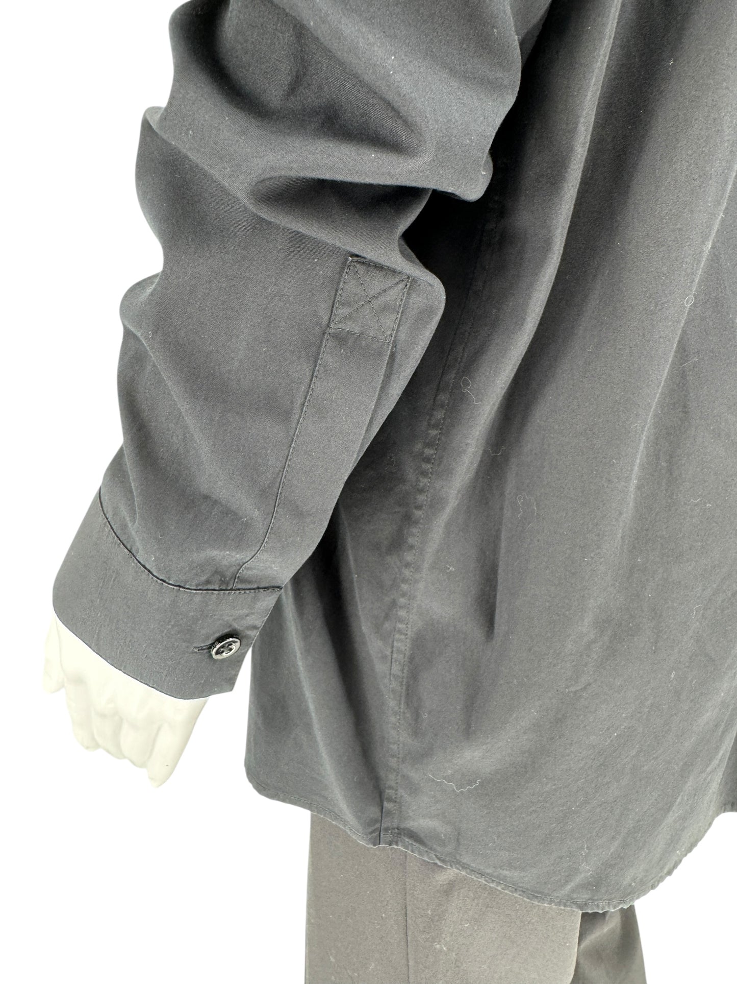 Givenchy Black Cotton Shirt with White Collar and Gold Collar Stays – Size FR 40