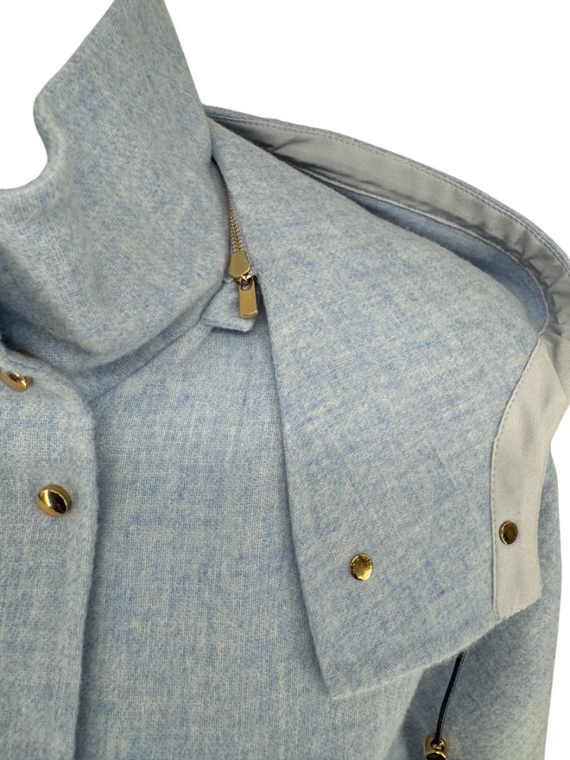 Agnona Light Blue Hooded Wool-Cashmere Coat - Size S