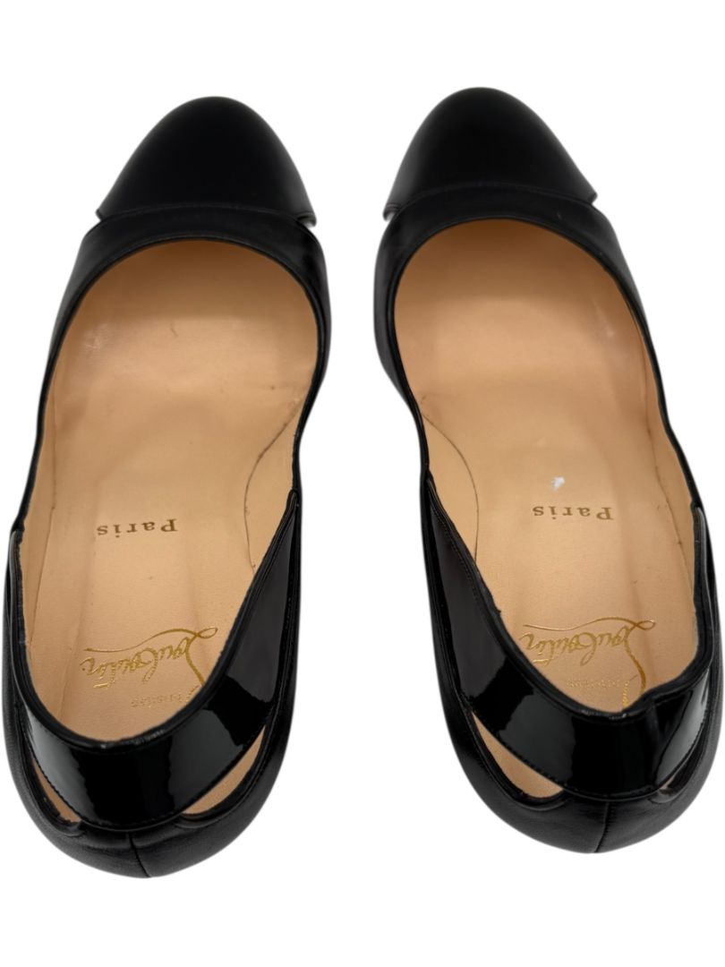 Christian Louboutin Black Leather & Patent Cap-Toe Pumps – Size 39.5