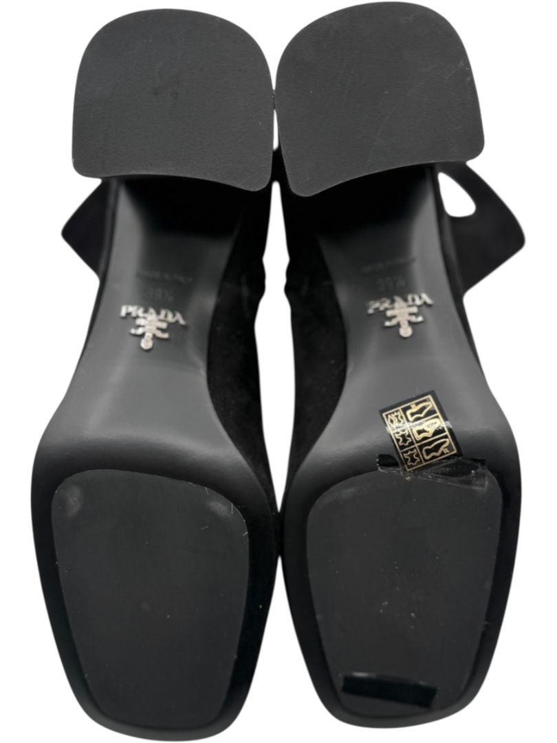 Prada Black Suede Ankle Boots – Size 39.5