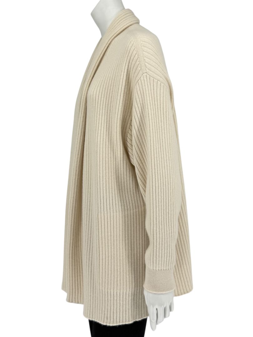 Loro Piana Beige Baby Cashmere Ribbed Open Cardigan – Size S