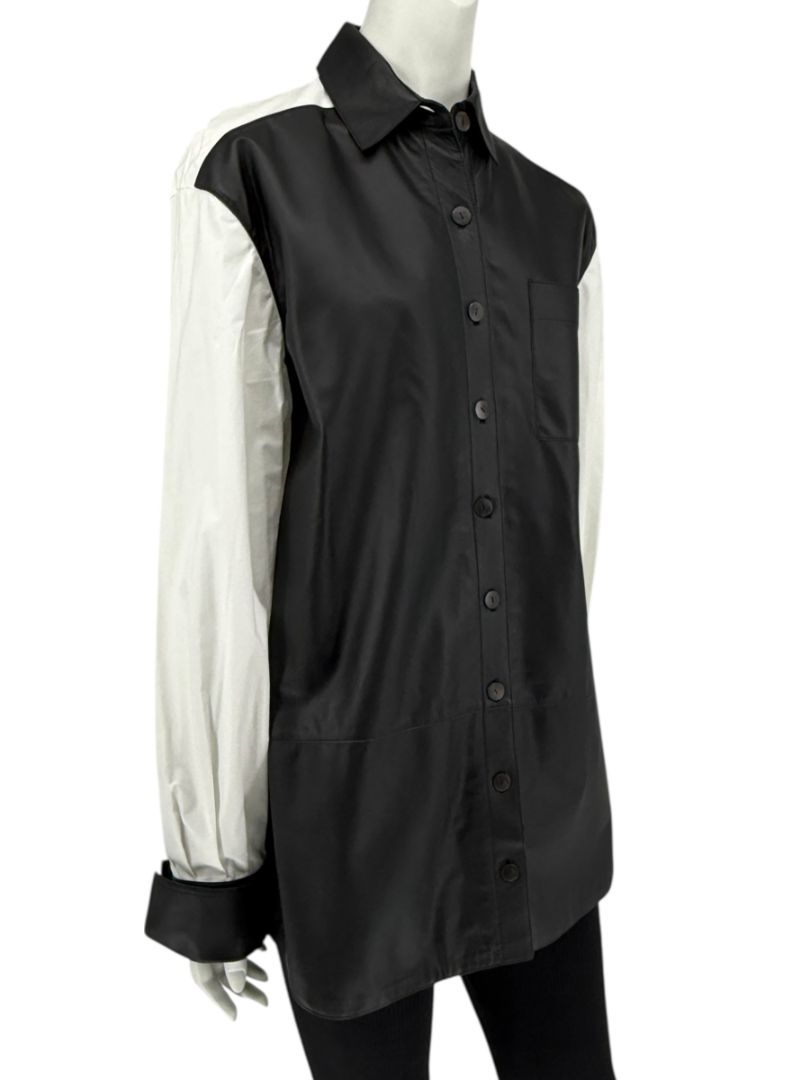 NWT Loewe Black & White Leather Panel Shirt – Size 34