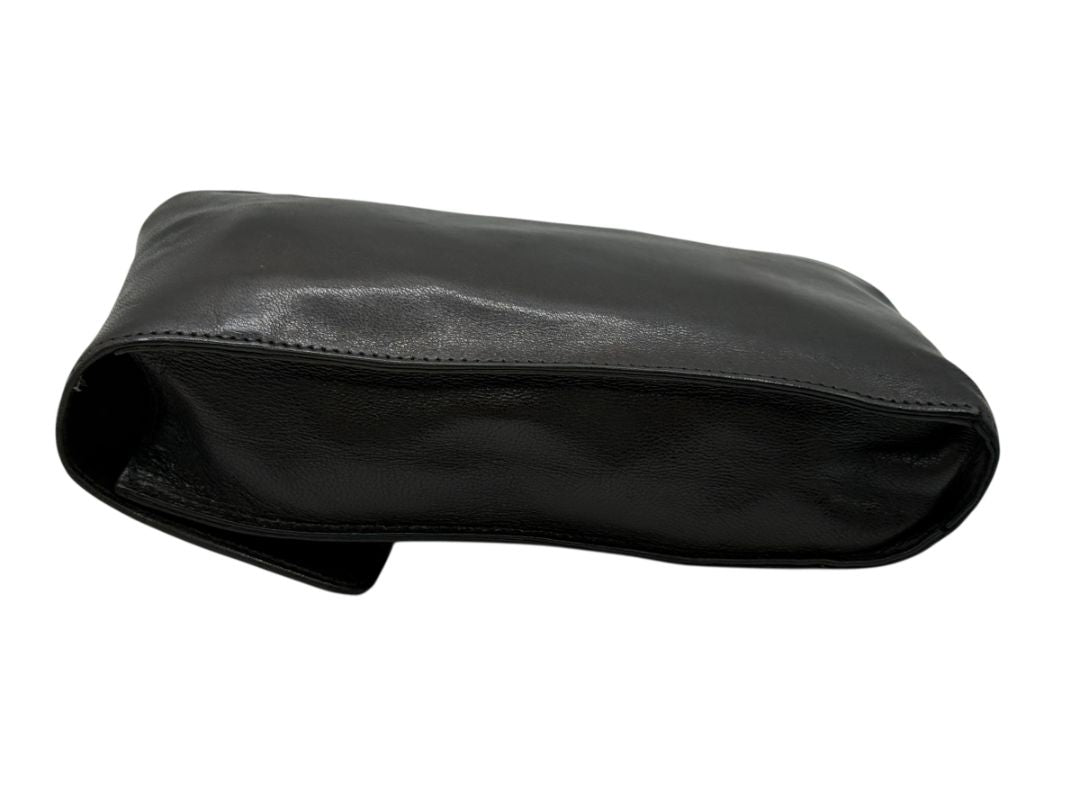 Chanel Black Lambskin Leather CC Logo Snap Pouch – One Size