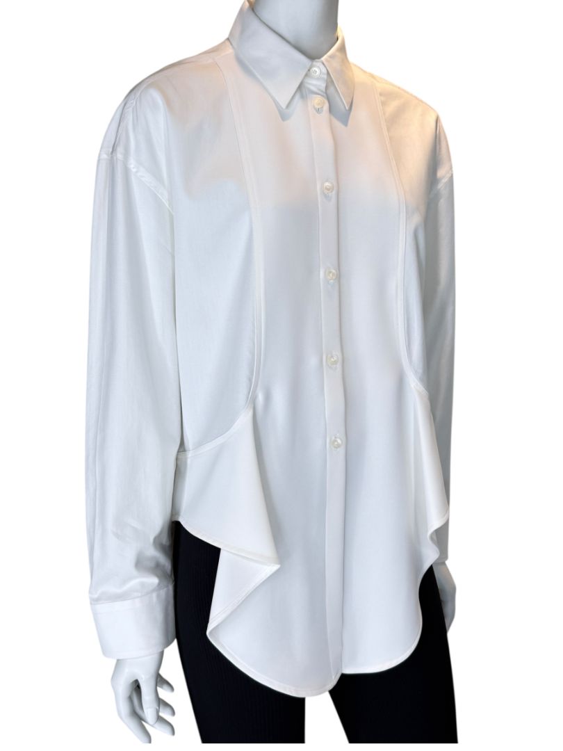 Balenciaga White Asymmetric Ruffle-Hem Shirt – Size IT 40 (US 6/8)
