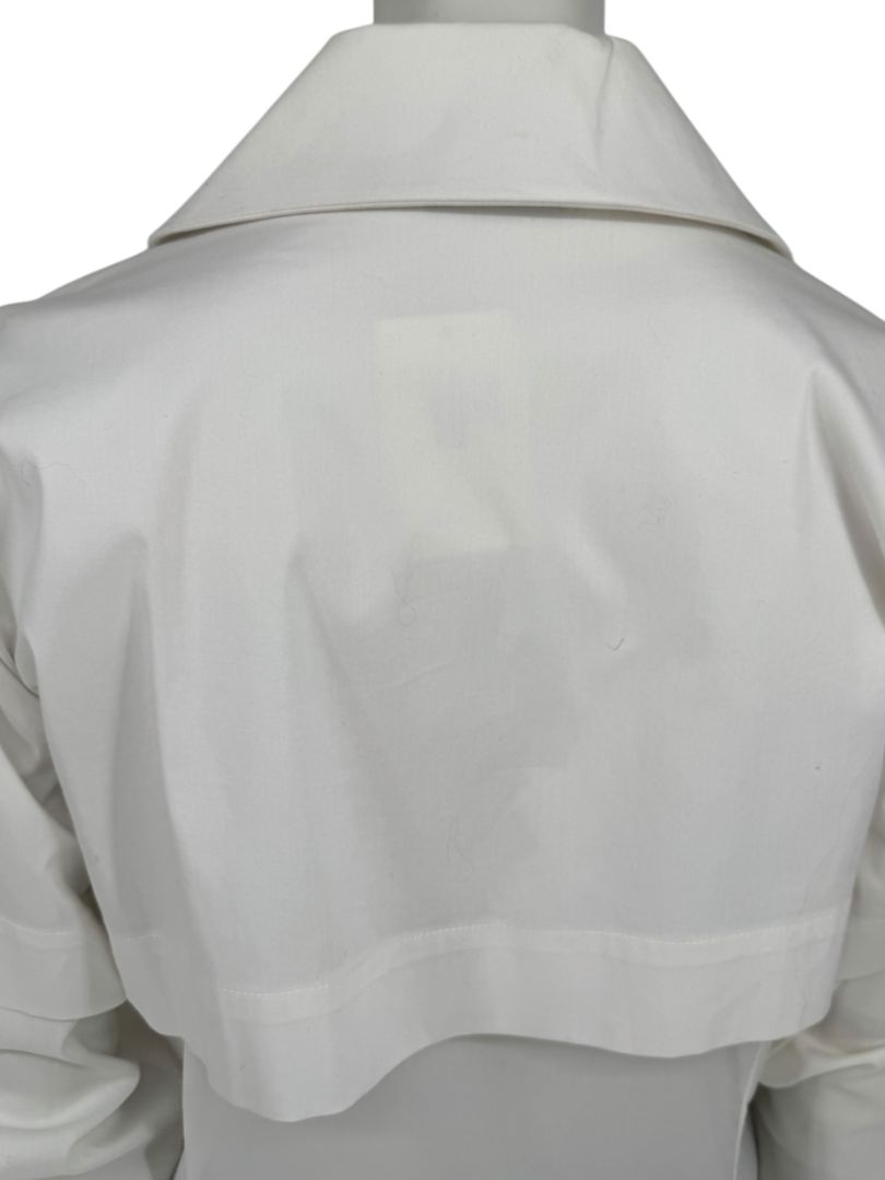 Pamella Roland White Button-Front Shirt with Cape Detail – Large
