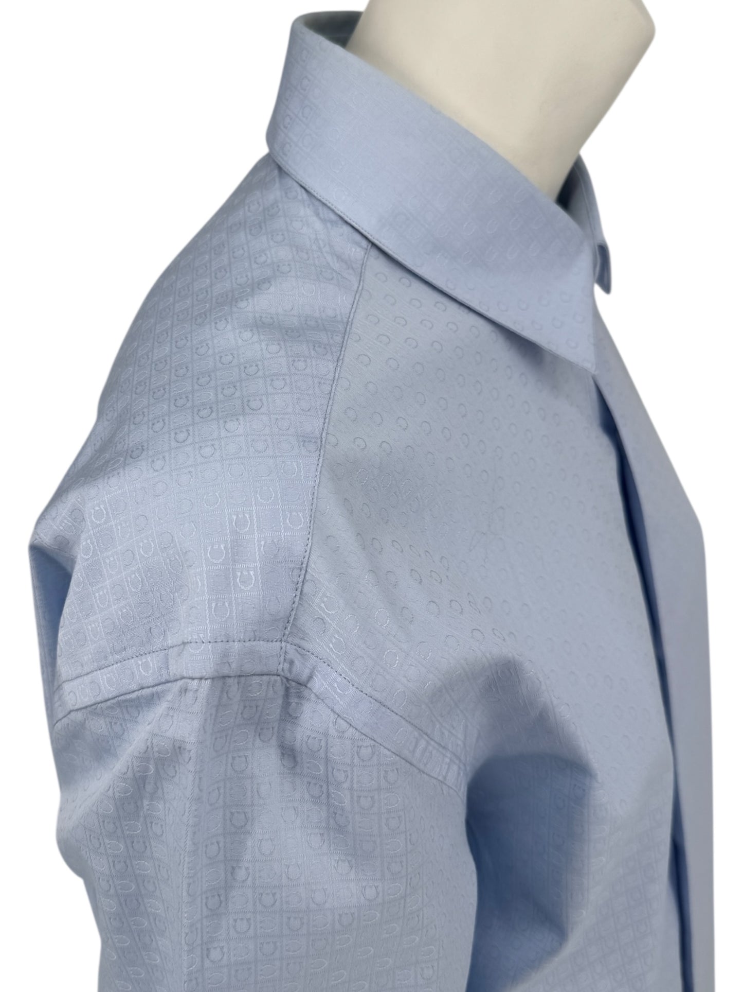Salvatore Ferragamo Light Blue Patterned Dress Shirt – Size M (Men's)