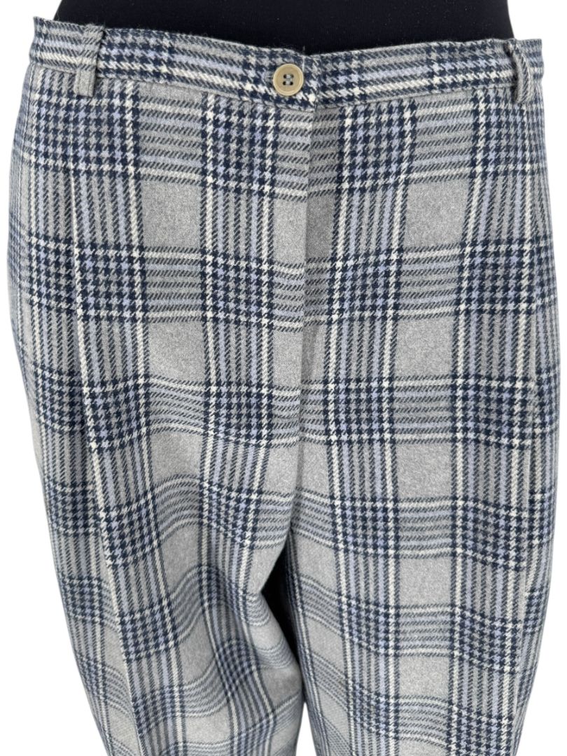 Oscar de la Renta Gray Plaid Wool Trousers – Size 14