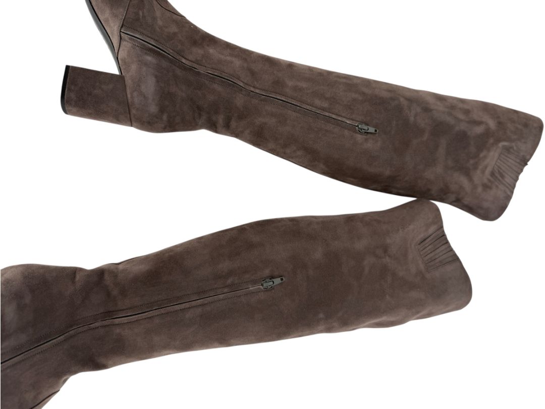 Saint Laurent Taupe Suede Over-the-Knee Boots – Size 39.5