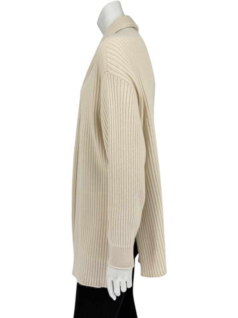 Loro Piana Beige Baby Cashmere Ribbed Open Cardigan – Size S