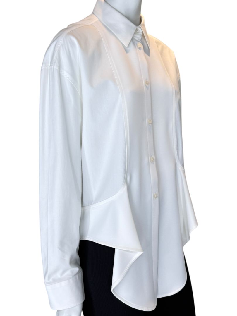 Balenciaga White Asymmetric Ruffle-Hem Shirt – Size IT 40 (US 6/8)