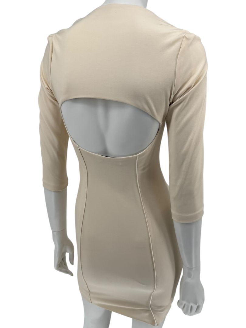 Pamella Roland Cream Bodycon Cut-Out Back Dress - Size 4