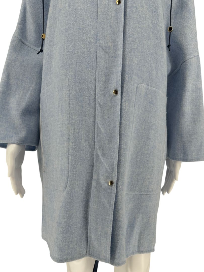 Agnona Light Blue Hooded Wool-Cashmere Coat - Size S