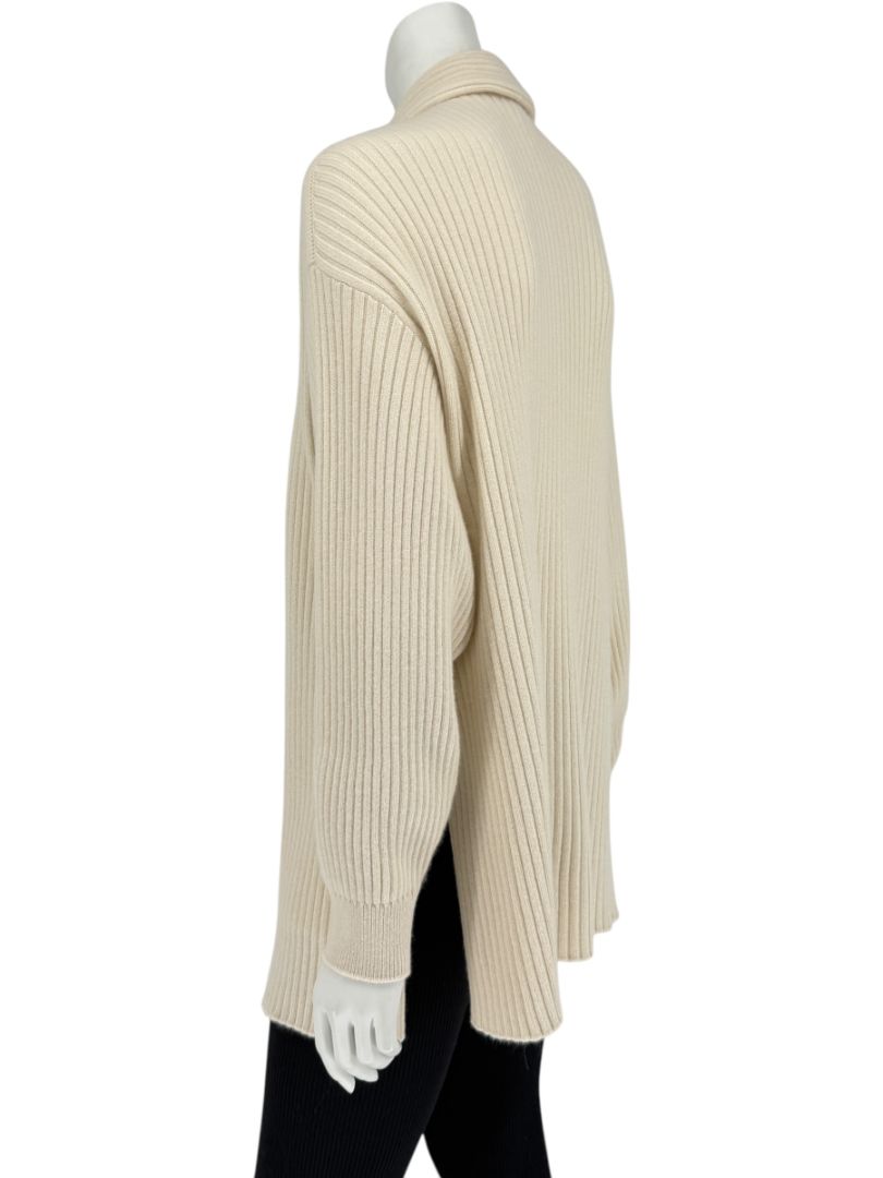 Loro Piana Beige Baby Cashmere Ribbed Open Cardigan – Size S