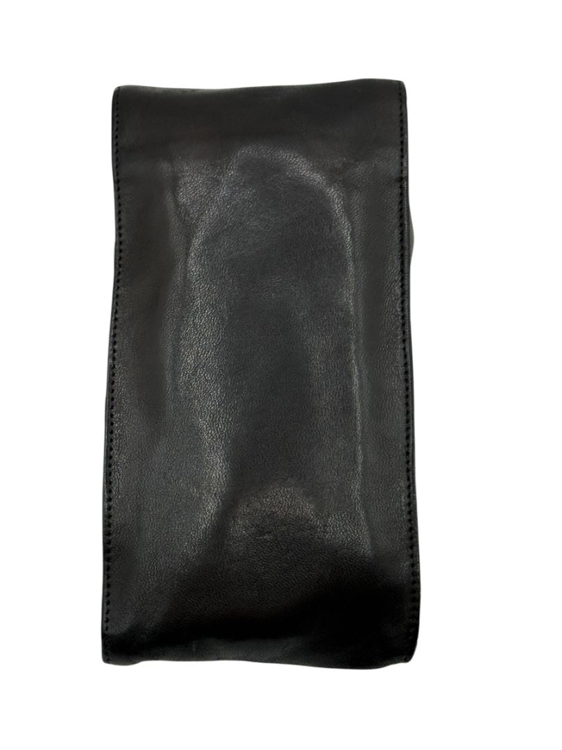 Chanel Black Lambskin Leather CC Logo Snap Pouch – One Size