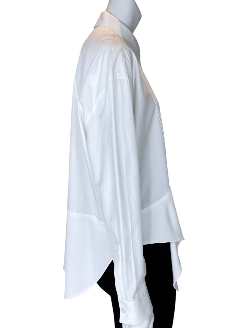 Balenciaga White Asymmetric Ruffle-Hem Shirt – Size IT 40 (US 6/8)