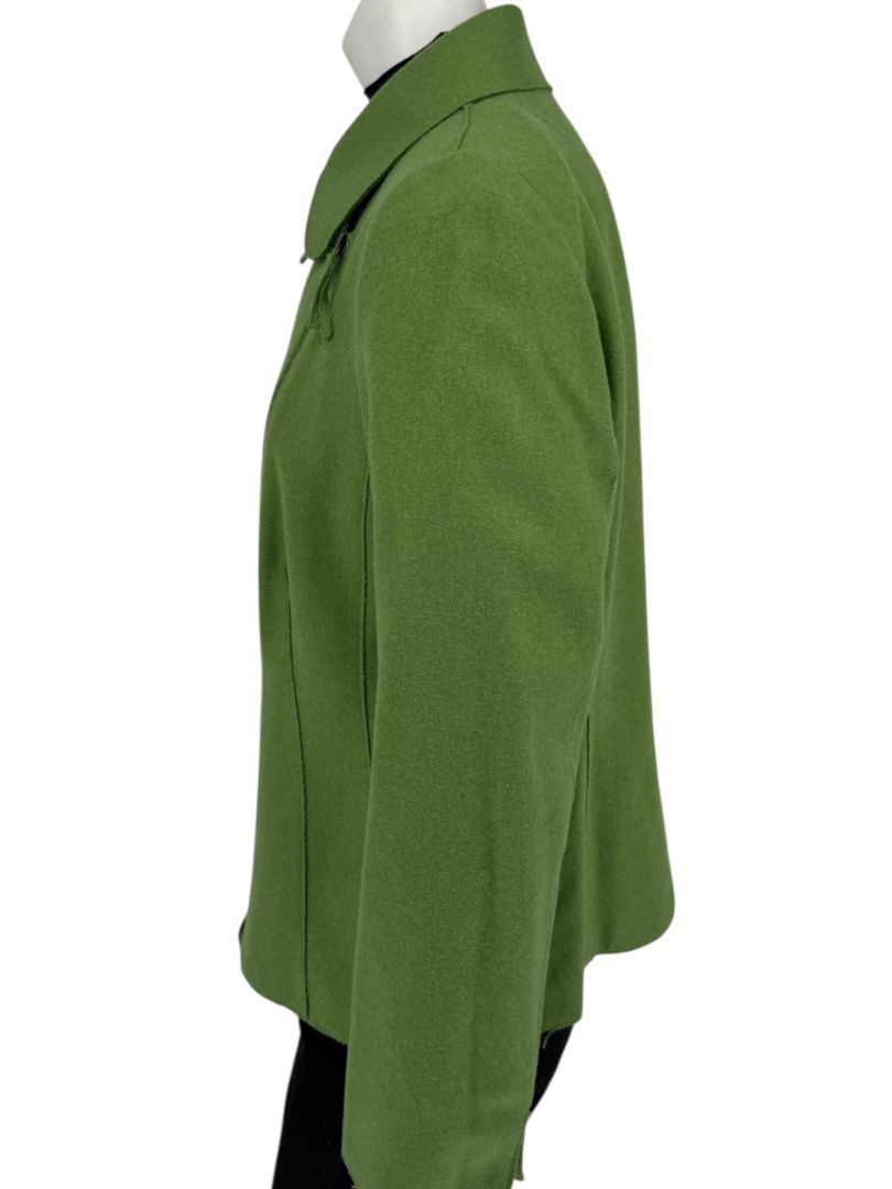 Akris Punto Green Wool-Angora Moto Jacket – Size 12