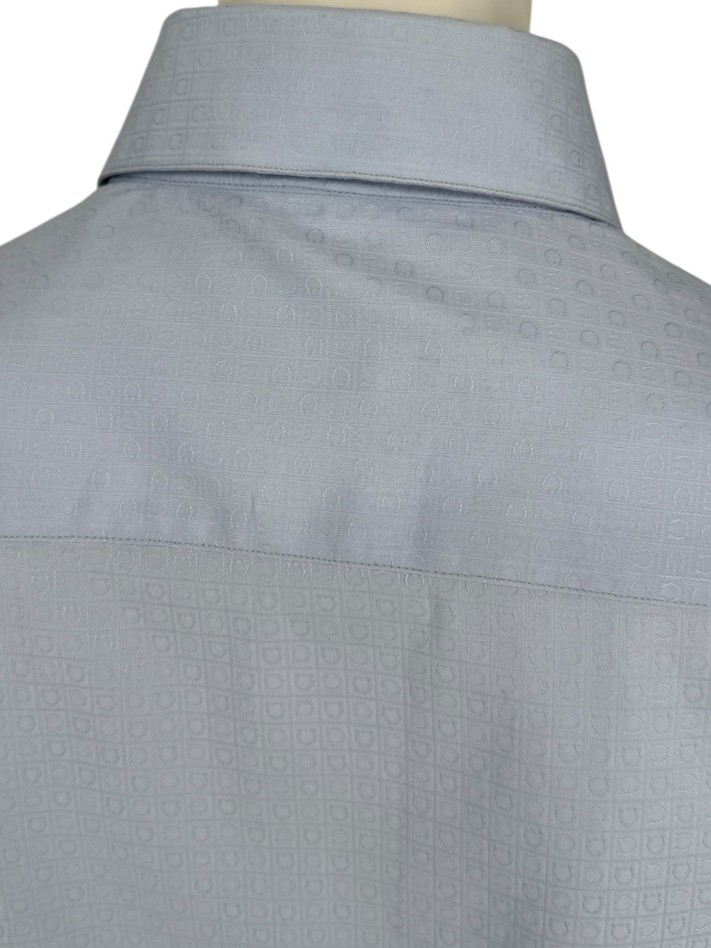 Salvatore Ferragamo Light Blue Patterned Dress Shirt – Size M (Men's)