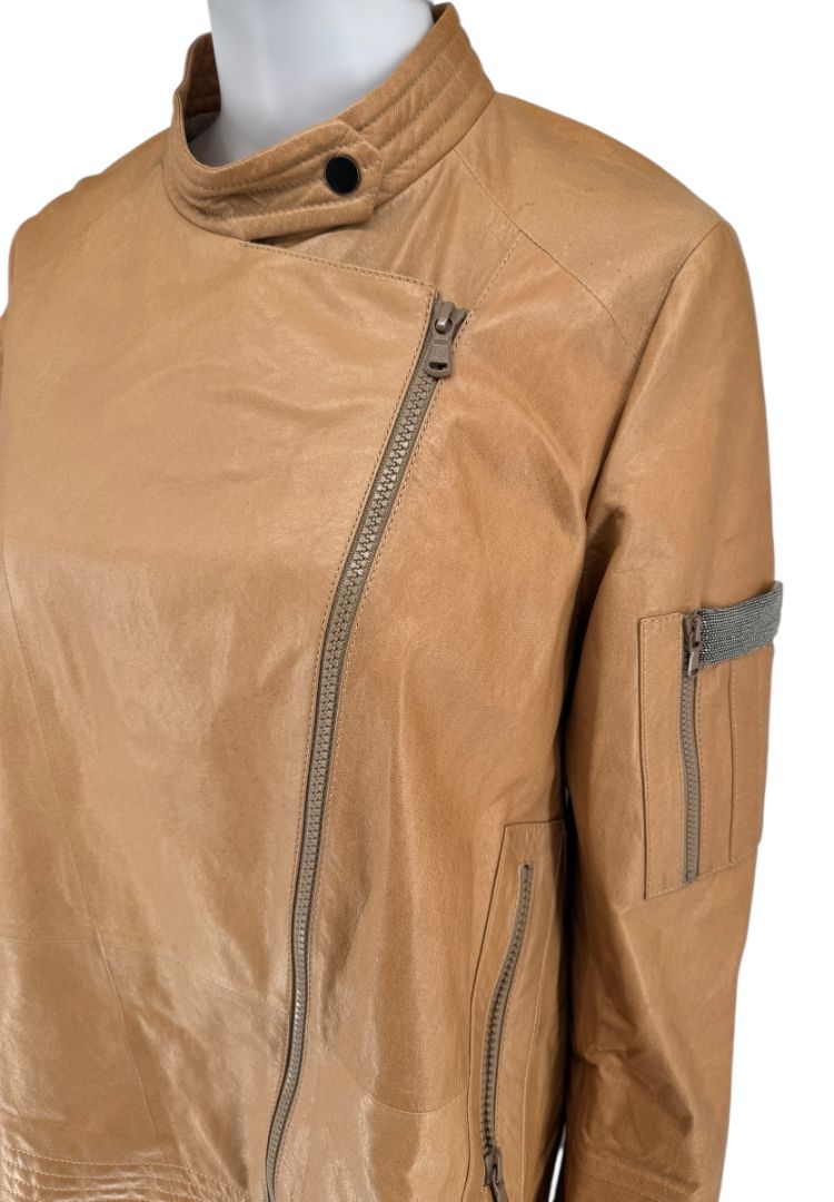 Brand New Brunello Cucinelli Leather Moto Jacket – Size 44