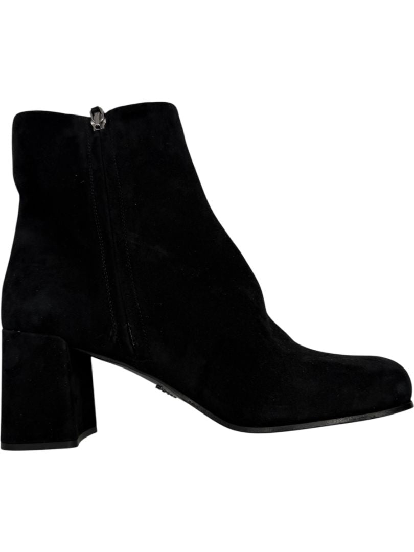 Prada Black Suede Ankle Boots – Size 39.5
