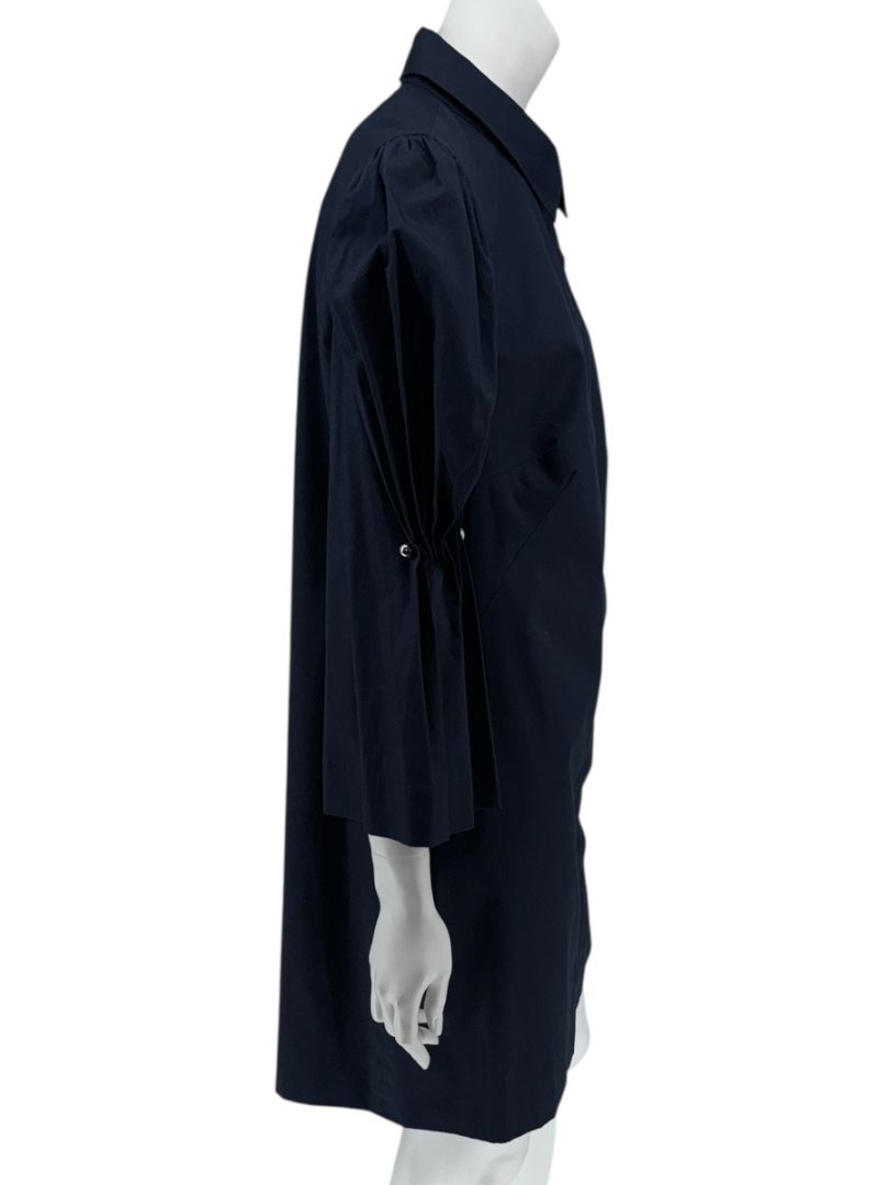 Lela Rose Navy Cotton Blend Puff Sleeve Shirt Dress – Size 12