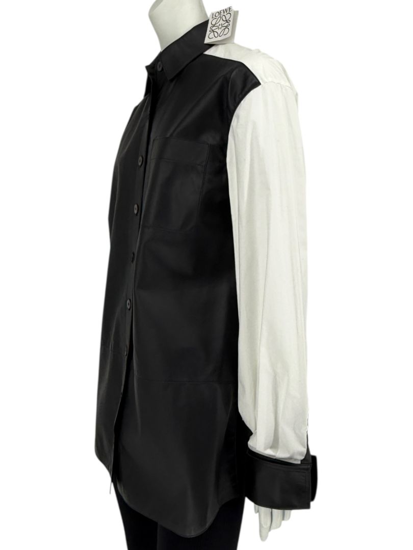 NWT Loewe Black & White Leather Panel Shirt – Size 34