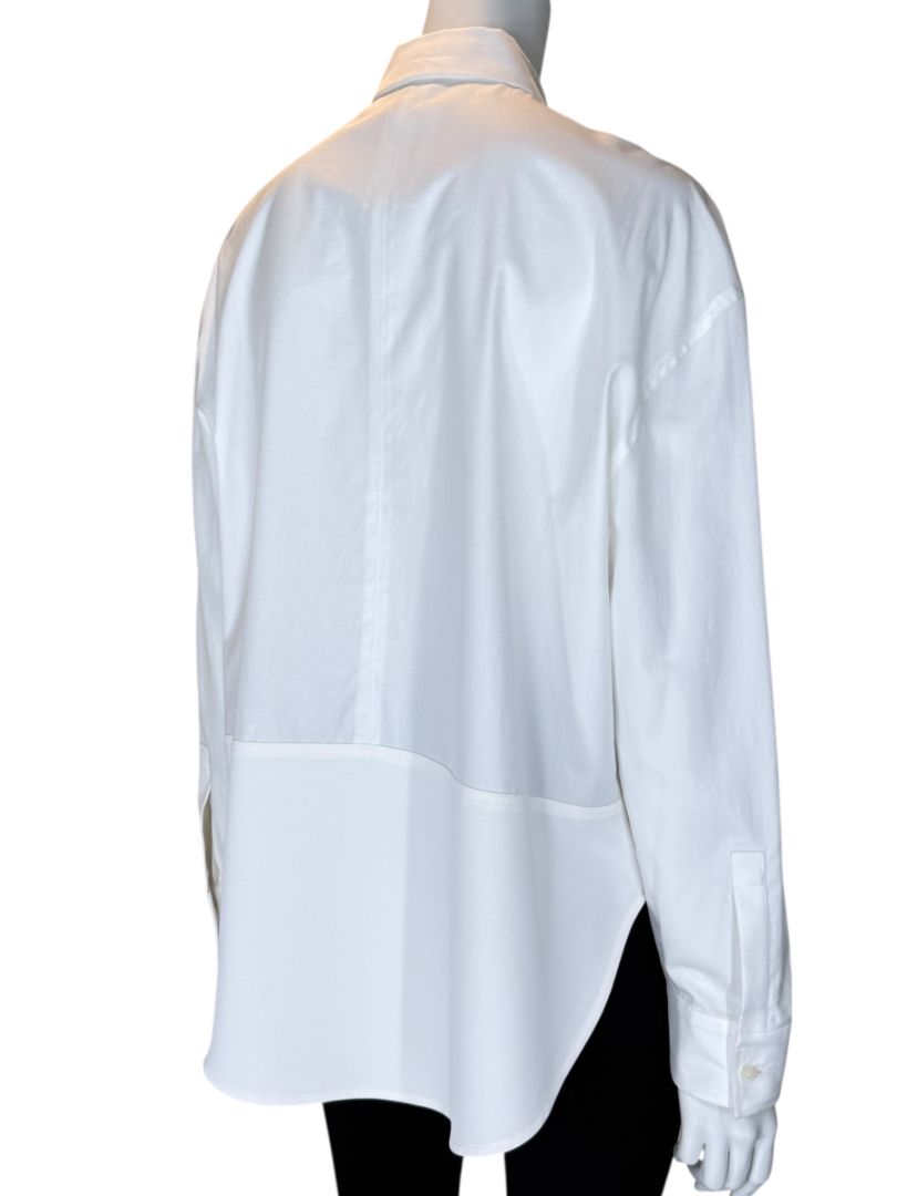 Balenciaga White Asymmetric Ruffle-Hem Shirt – Size IT 40 (US 6/8)