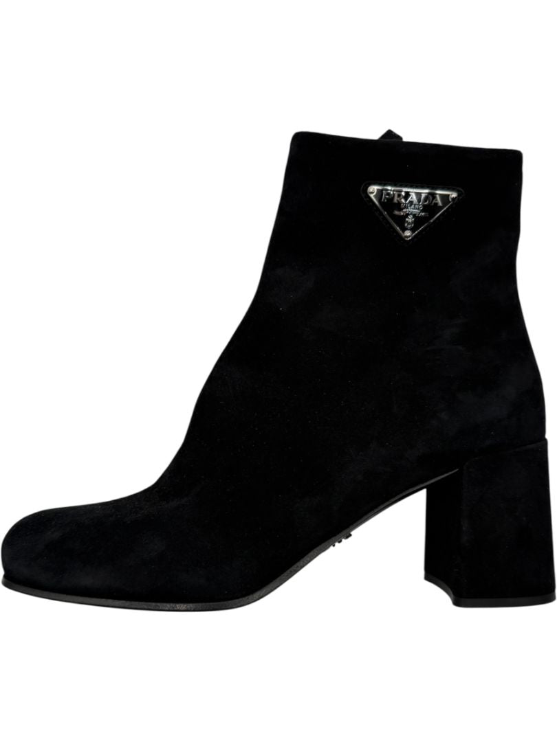 Prada Black Suede Ankle Boots – Size 39.5
