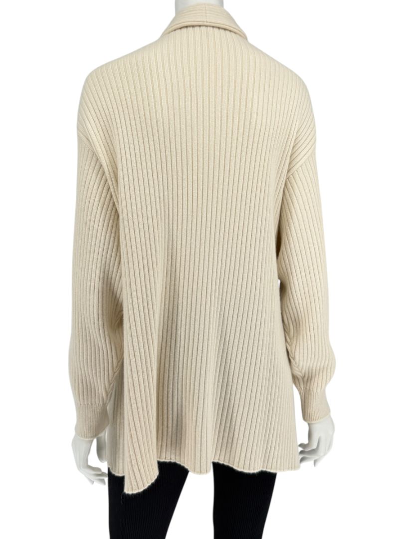 Loro Piana Beige Baby Cashmere Ribbed Open Cardigan – Size S