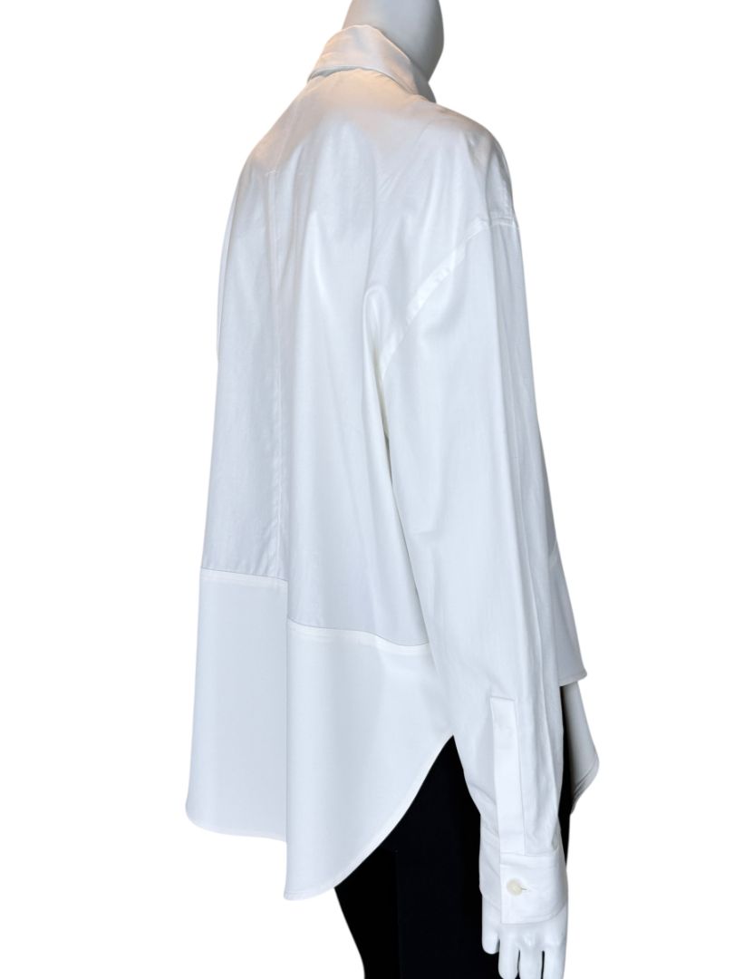 Balenciaga White Asymmetric Ruffle-Hem Shirt – Size IT 40 (US 6/8)