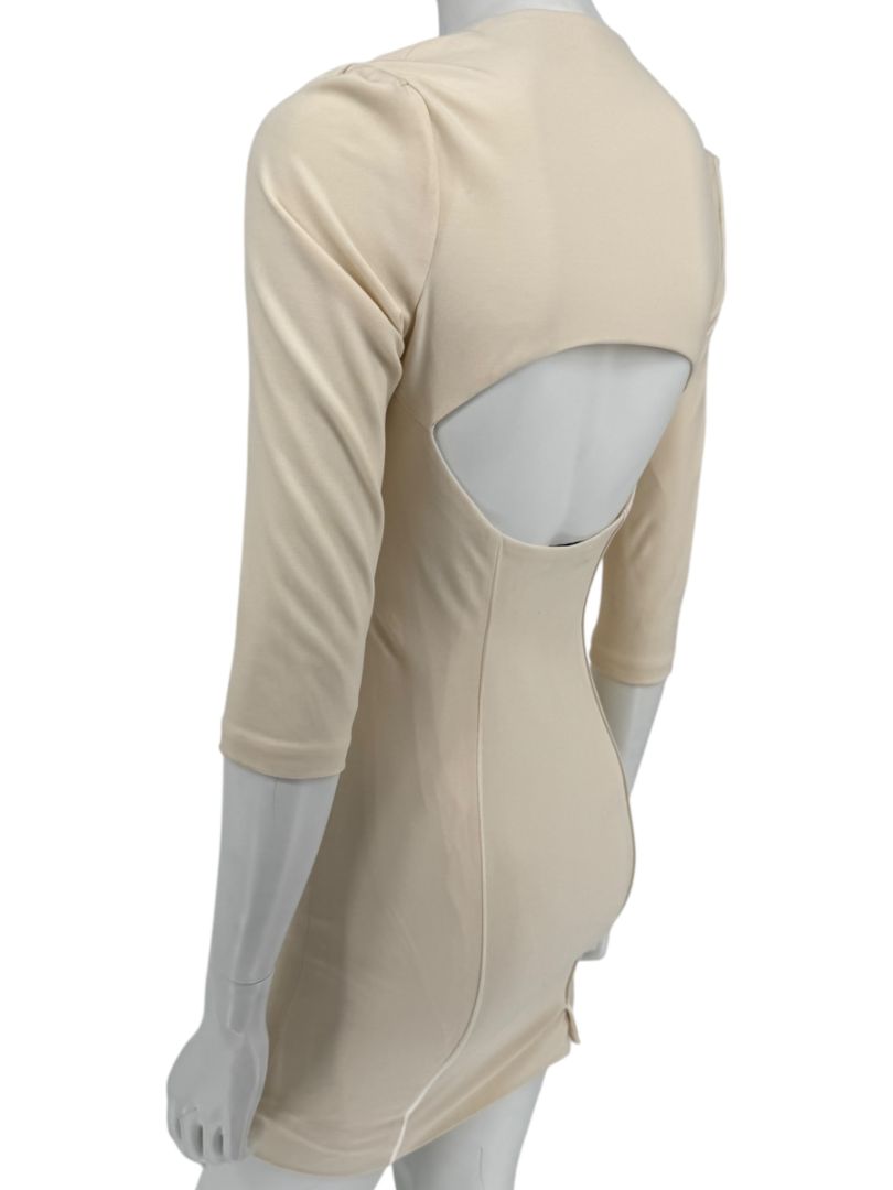 Pamella Roland Cream Bodycon Cut-Out Back Dress - Size 4