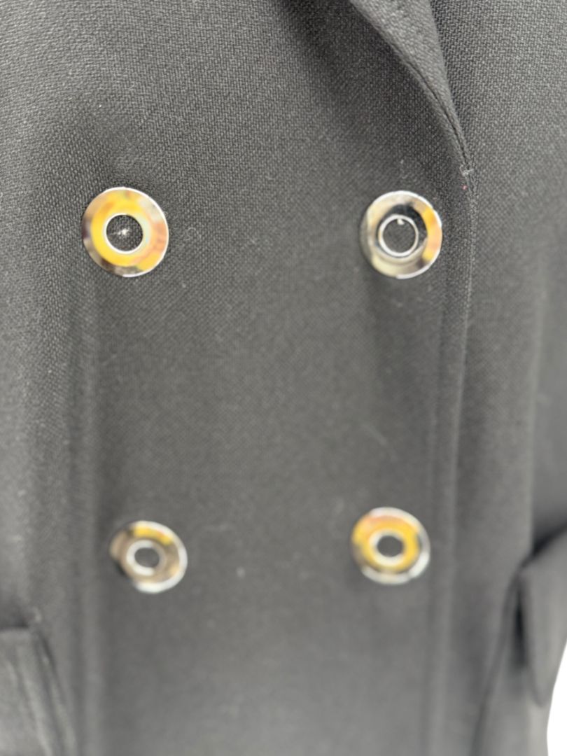 Pamella Roland Black Double-Breasted Grommet Detail Coat – Large