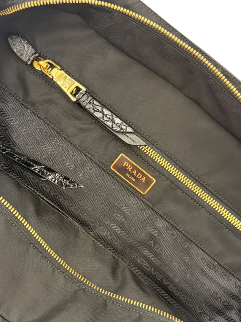 Prada Tessuto Nylon & Leather Trim Tote – Nero