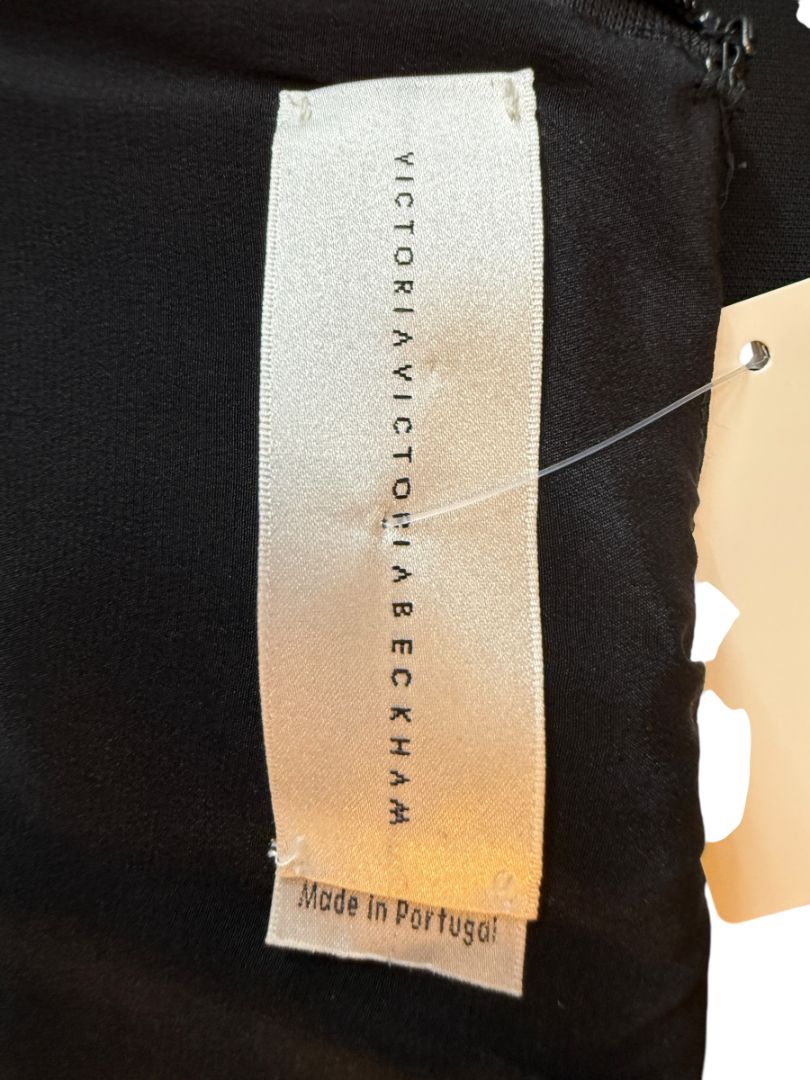 Victoria Victoria Beckham Black Flounce Hem Long Sleeve Dress – Size US 10