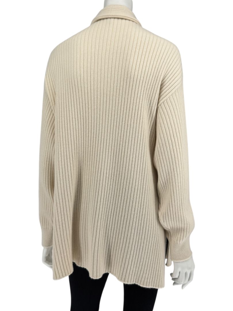 Loro Piana Beige Baby Cashmere Ribbed Open Cardigan – Size S