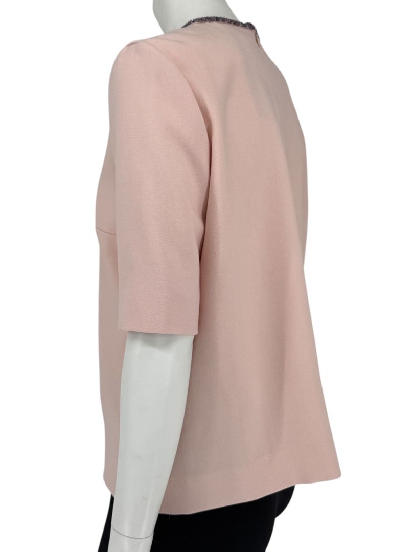 Lanvin Powder Pink Embellished Wool Top – Size FR 40