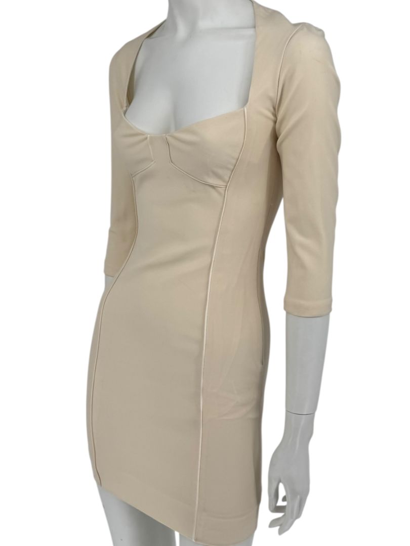 Pamella Roland Cream Bodycon Cut-Out Back Dress - Size 4