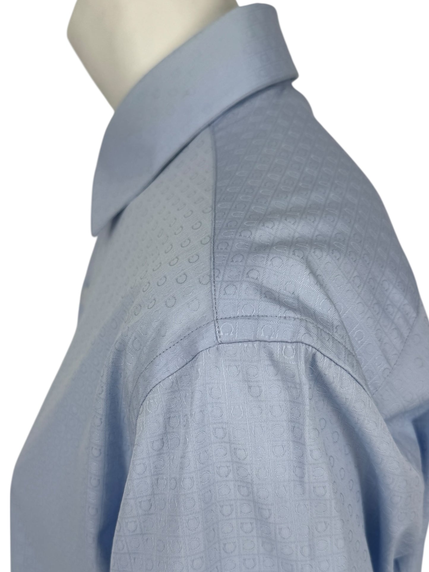 Salvatore Ferragamo Light Blue Patterned Dress Shirt – Size M (Men's)