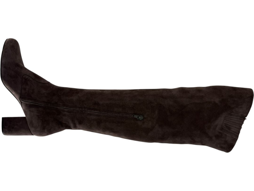 Saint Laurent Taupe Suede Over-the-Knee Boots – Size 39.5