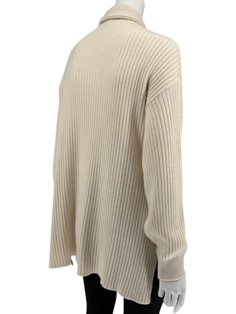 Loro Piana Beige Baby Cashmere Ribbed Open Cardigan – Size S