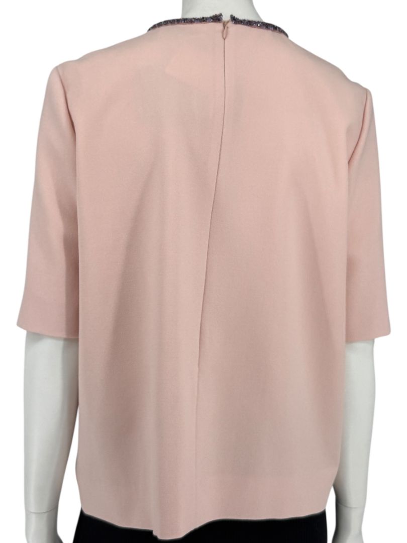Lanvin Powder Pink Embellished Wool Top – Size FR 40