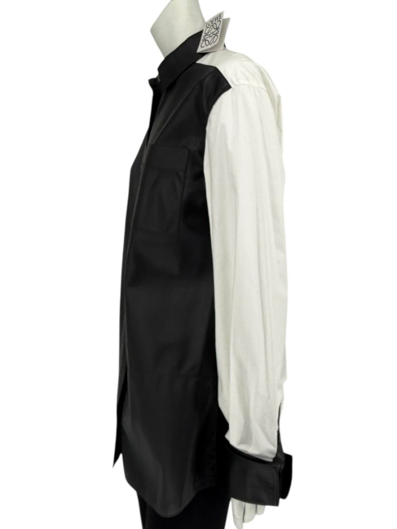 NWT Loewe Black & White Leather Panel Shirt – Size 34