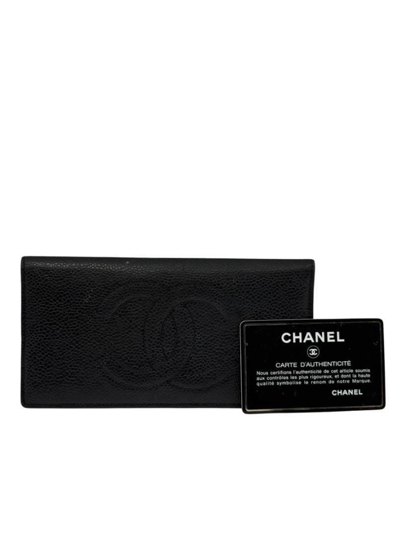 Chanel Black Caviar Leather CC Checkbook Holder – Made in Italy