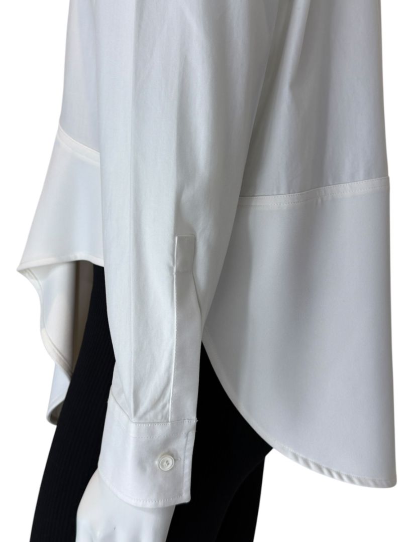 Balenciaga White Asymmetric Ruffle-Hem Shirt – Size IT 40 (US 6/8)