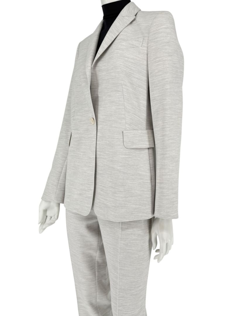 Akris Punto Light Grey Mélange Blazer & Pants Suit Set – Size US 10