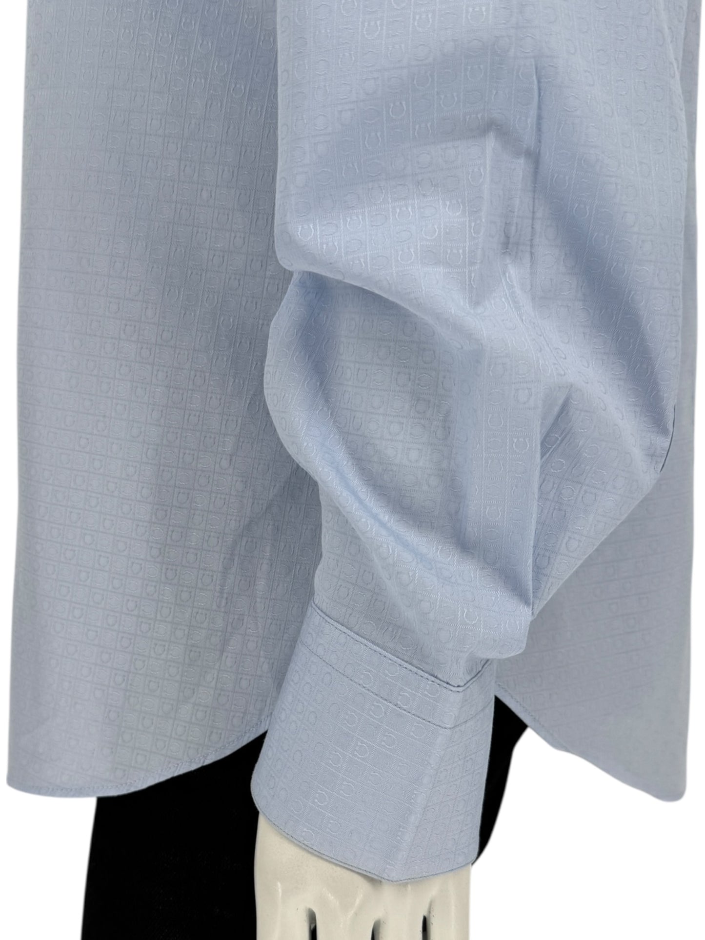 Salvatore Ferragamo Light Blue Patterned Dress Shirt – Size M (Men's)